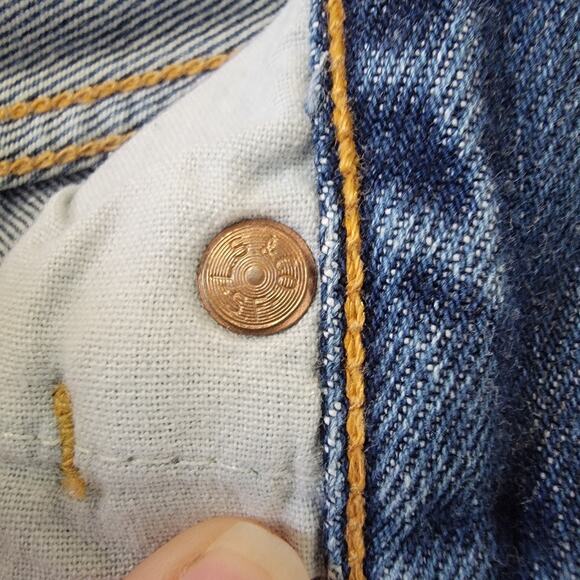 Selvedge Levi Button Fly MADE IN USA 100% Cotton Original Jeans Women's W28 L30 - Picture 9 of 16